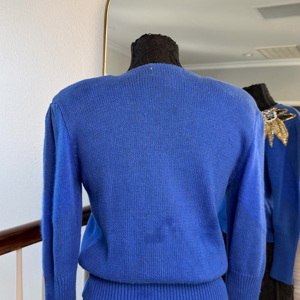 Elegant Blue Embellished Sweater - Picture 9 of 9